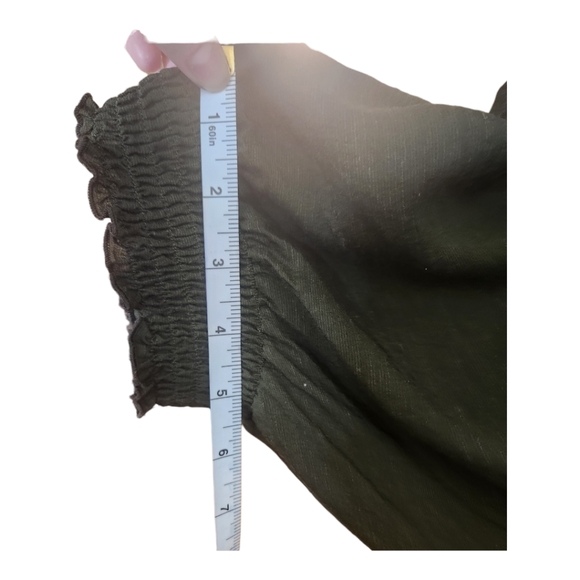 Anthropologie Nicole Linen Blend Green Puff Sleeve Shirt Dress - Picture 11 of 11